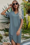 Twisted V-Neck Short Sleeve Dress king-general-store-5710.myshopify.com