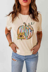 Pumpkin Graphic Round Neck T-Shirt king-general-store-5710.myshopify.com