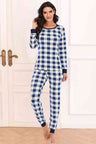 Plaid Round Neck Top and Pants Set king-general-store-5710.myshopify.com