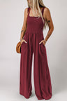 Smocked Square Neck Wide Leg Jumpsuit with Pockets king-general-store-5710.myshopify.com