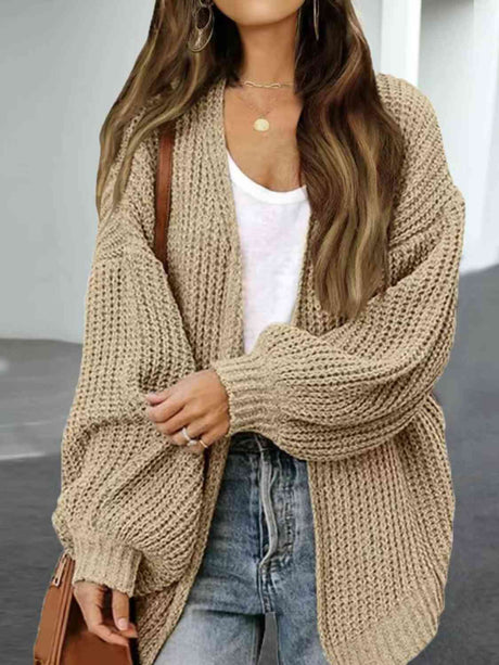 Drop Shoulder Balloon Sleeve Cardigan king-general-store-5710.myshopify.com