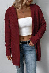 Cable-Knit Dropped Shoulder Hooded Cardigan king-general-store-5710.myshopify.com