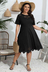 Plus Size Round Neck Openwork Dress king-general-store-5710.myshopify.com