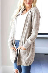 Heathered Open Front Cardigan with Pockets king-general-store-5710.myshopify.com