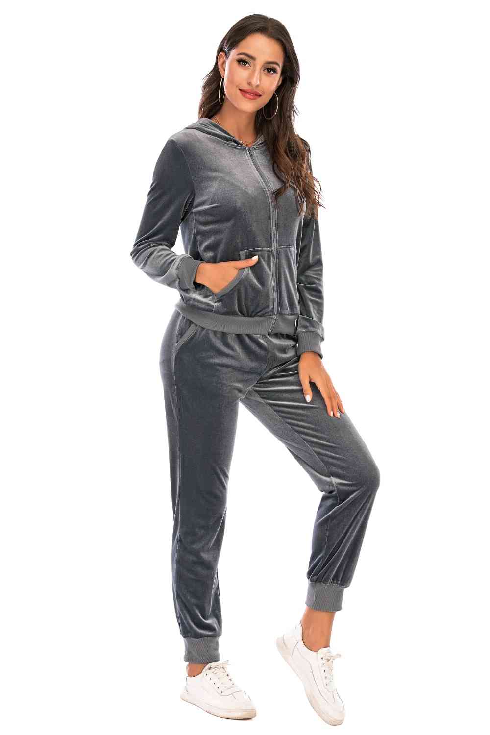 Zip-Up Hooded Jacket and Pants Set king-general-store-5710.myshopify.com