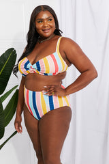 Marina West Swim Take A Dip Twist High-Rise Bikini in Stripe king-general-store-5710.myshopify.com