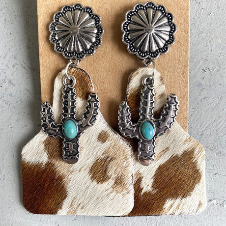 Turquoise Decor Cactus Alloy Earrings king-general-store-5710.myshopify.com