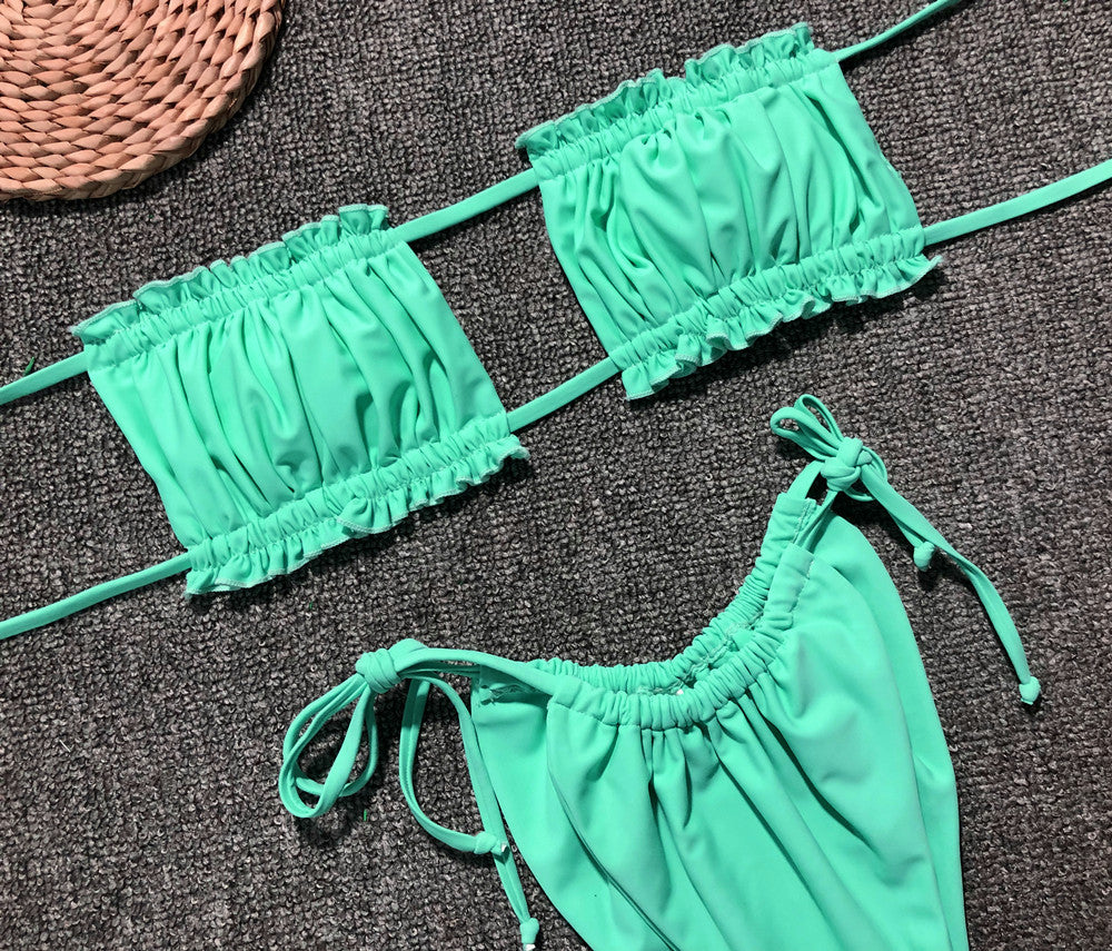 Frill Trim Ruched Bikini Set king-general-store-5710.myshopify.com