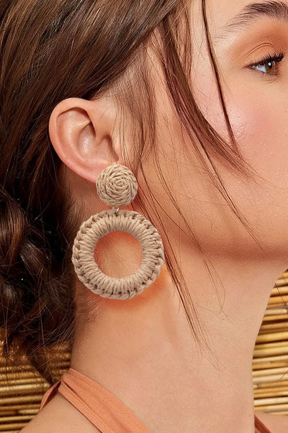 Round Shape Raffia Grass Dangle Earrings king-general-store-5710.myshopify.com