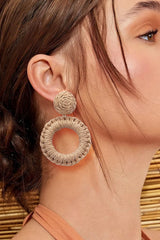 Round Shape Raffia Grass Dangle Earrings king-general-store-5710.myshopify.com