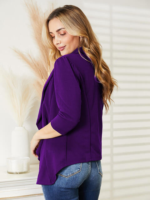 Ninexis Open Front 3/4 Sleeve Full Size Cardigan king-general-store-5710.myshopify.com