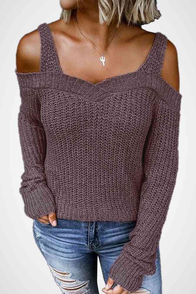 Long Sleeve Cold Shoulder Sweater king-general-store-5710.myshopify.com