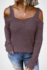 Long Sleeve Cold Shoulder Sweater king-general-store-5710.myshopify.com