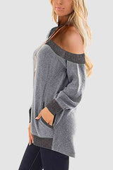 V-Neck Long Sleeve Sweatshirt with Pockets king-general-store-5710.myshopify.com