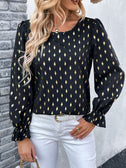 Printed Round Neck Flounce Sleeve Blouse king-general-store-5710.myshopify.com