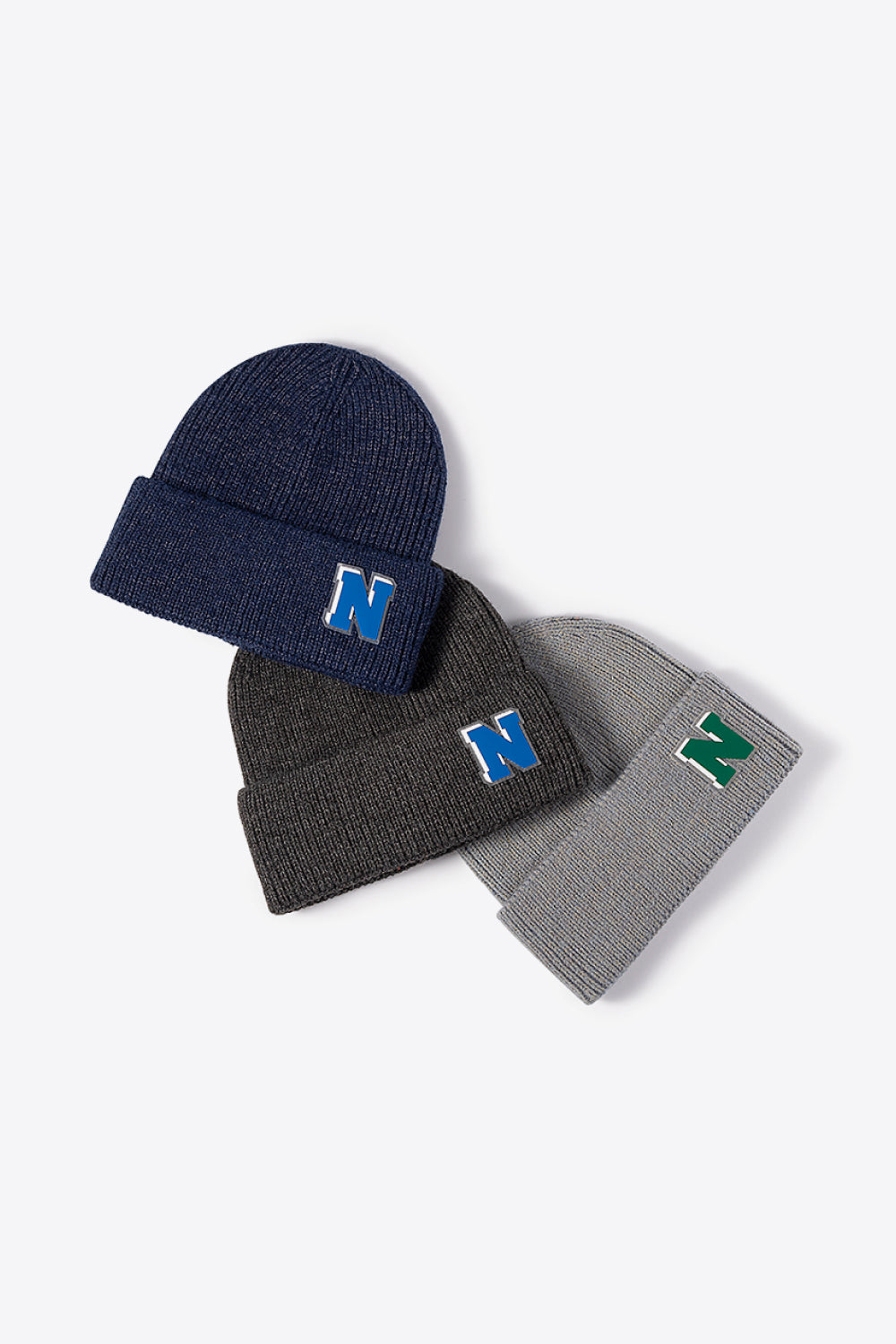 Letter N Patch Cuffed Knit Beanie king-general-store-5710.myshopify.com