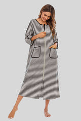 Round Neck Three-Quarter Sleeve Midi Night Dress king-general-store-5710.myshopify.com