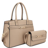 2in1 Matching Design Handle Satchel With Crossbody Bag - Kings Crown Jewel Boutique