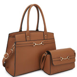 2in1 Matching Design Handle Satchel With Crossbody Bag - Kings Crown Jewel Boutique