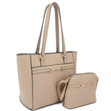 2in1 Smooth Matching Shoulder Tote Bag With Crossbody Set - Kings Crown Jewel Boutique