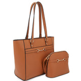 2in1 Smooth Matching Shoulder Tote Bag With Crossbody Set - Kings Crown Jewel Boutique