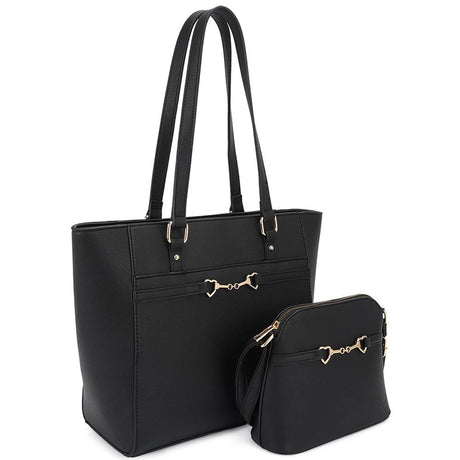 2in1 Smooth Matching Shoulder Tote Bag With Crossbody Set - Kings Crown Jewel Boutique