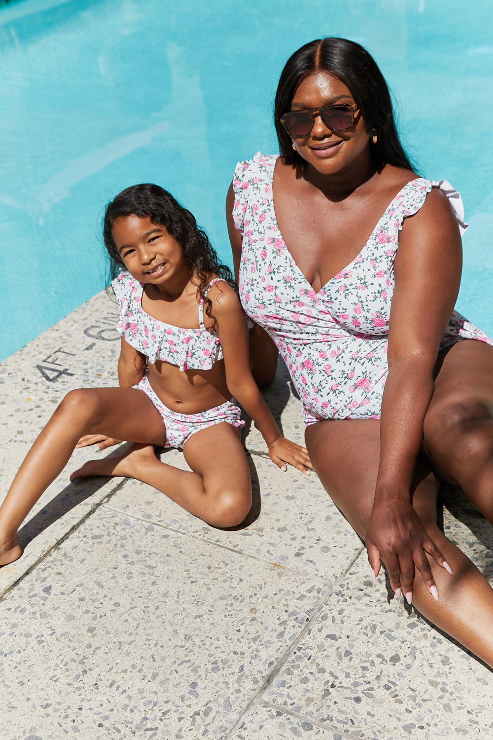 Marina West Swim Float On Ruffle Two-Piece Swim Set in Roses Off-White king-general-store-5710.myshopify.com