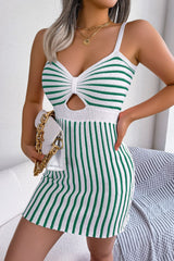 Striped Cutout Spaghetti Strap Knit Dress king-general-store-5710.myshopify.com