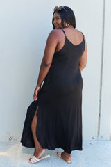 Ninexis Good Energy Full Size Cami Side Slit Maxi Dress in Black king-general-store-5710.myshopify.com