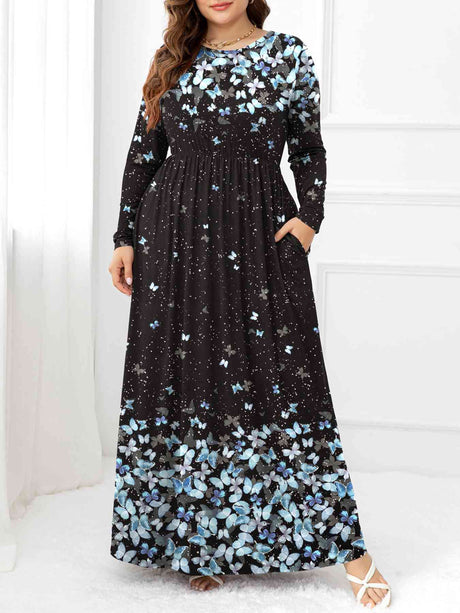 Plus Size Round Neck Maxi Dress with Pockets king-general-store-5710.myshopify.com