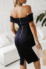 Off-Shoulder Zip-Back Slit Dress king-general-store-5710.myshopify.com