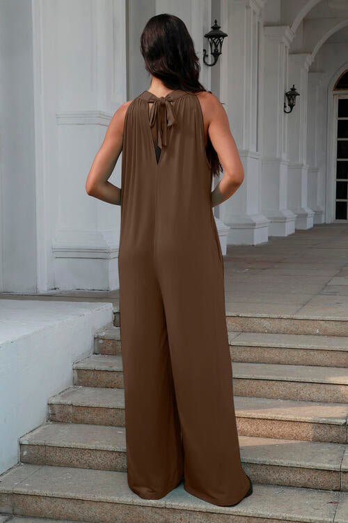 Double Take Full Size Tie Back Cutout Sleeveless Jumpsuit king-general-store-5710.myshopify.com