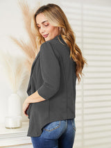 Ninexis Open Front 3/4 Sleeve Full Size Cardigan king-general-store-5710.myshopify.com