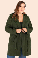 Plus Size Drawstring Waist Hooded Cardigan with Pockets king-general-store-5710.myshopify.com