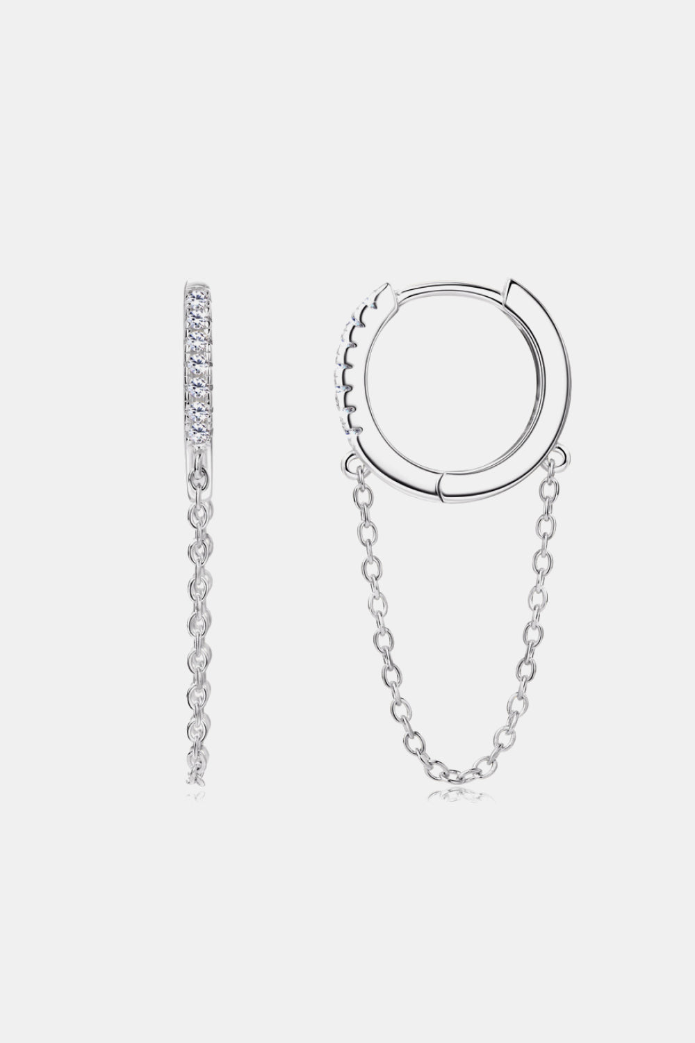 Moissanite 925 Sterling Silver Huggie Earrings with Chain king-general-store-5710.myshopify.com