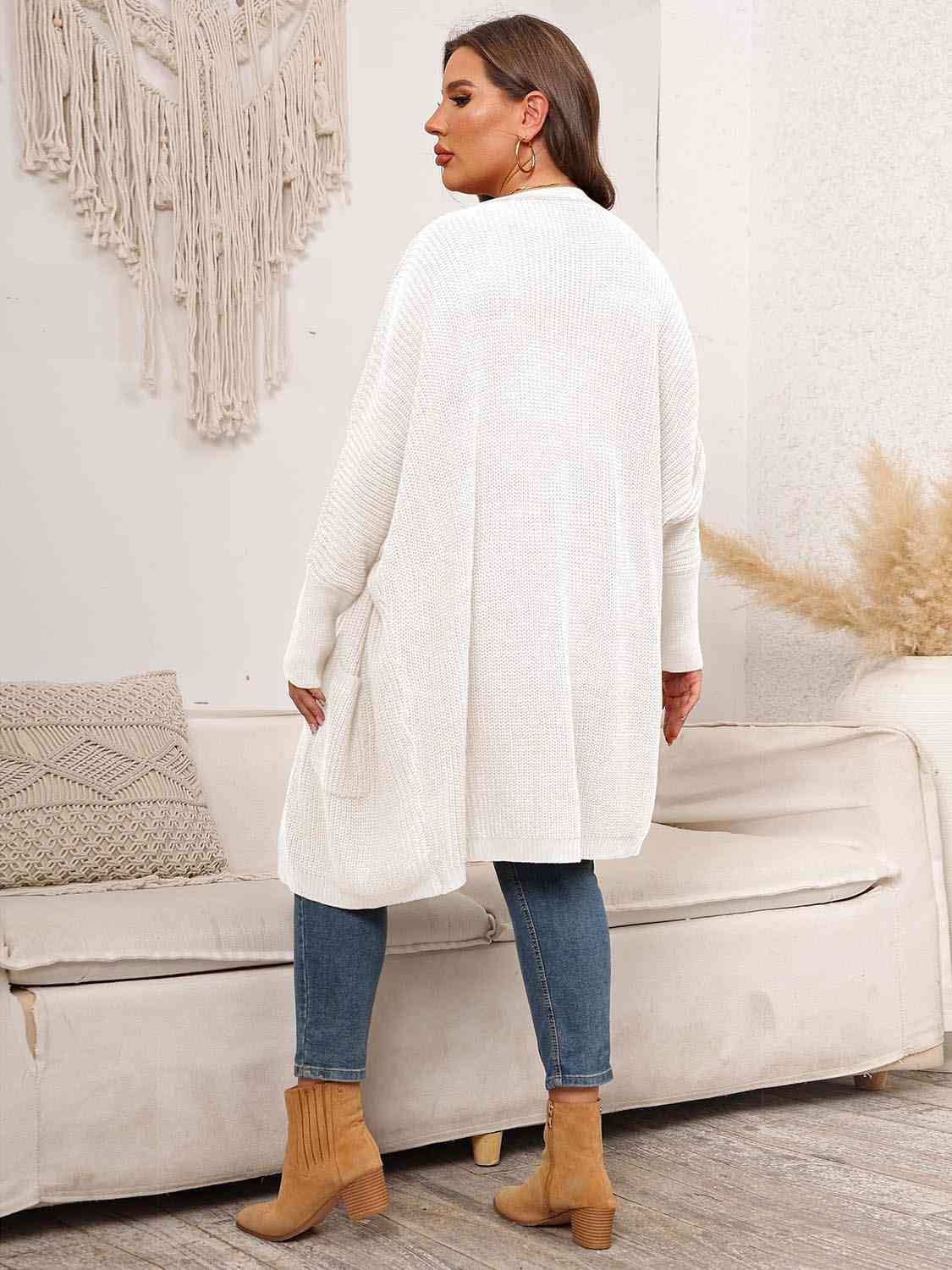 Plus Size Open Front Cardigan With Pockets king-general-store-5710.myshopify.com