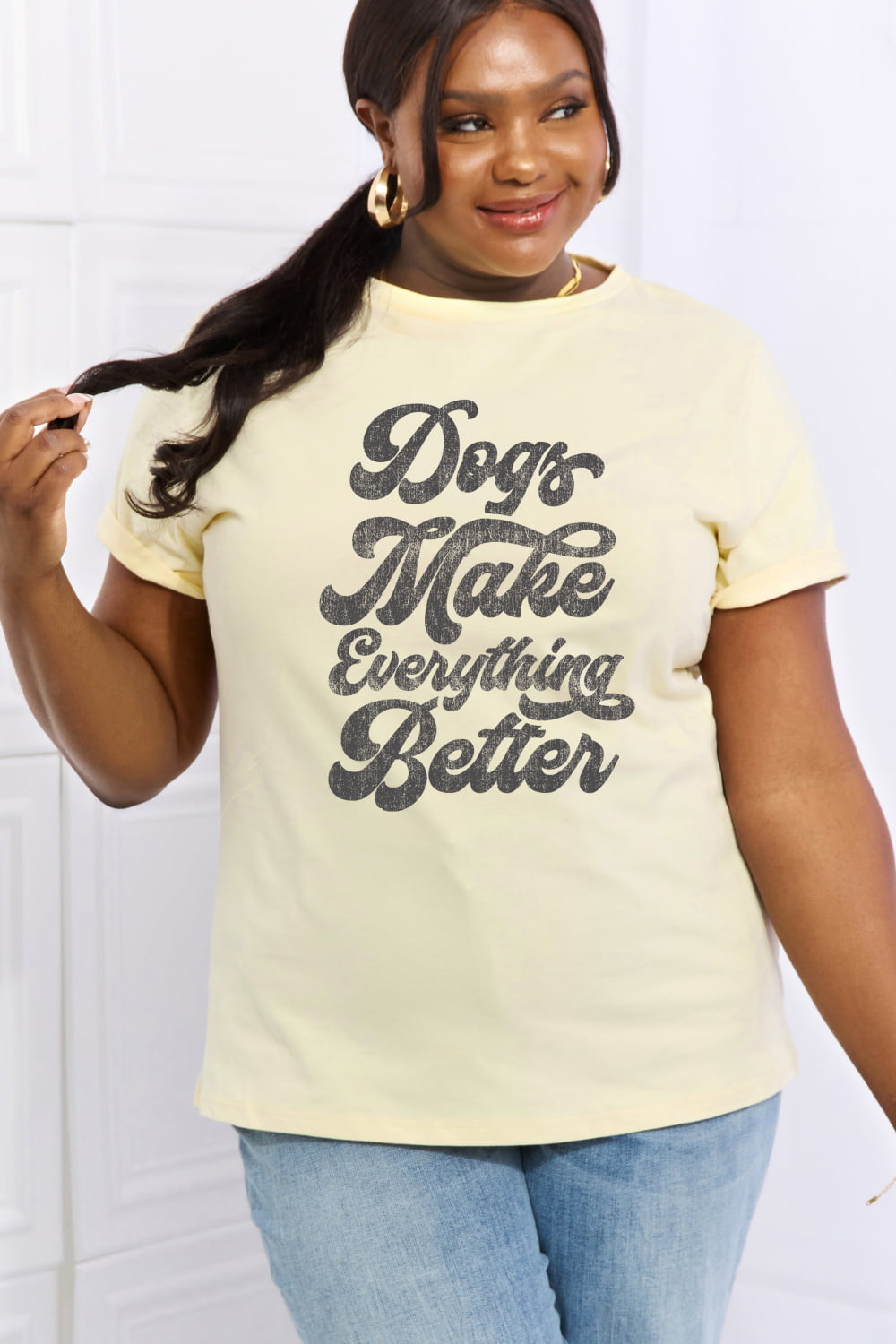 Simply Love Full Size DOGS MAKE EVERTHING BETTER Graphic Cotton Tee king-general-store-5710.myshopify.com