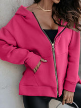 Zip-Up Slit Hoodie with Pockets king-general-store-5710.myshopify.com