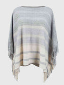 Striped Boat Neck Poncho with Fringes king-general-store-5710.myshopify.com