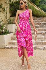 Floral One-Shoulder Sleeveless Dress with Pockets king-general-store-5710.myshopify.com