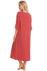 Round Neck Three-Quarter Sleeve Midi Night Dress king-general-store-5710.myshopify.com