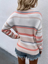 Striped Drop Shoulder Round Neck Pullover Sweater king-general-store-5710.myshopify.com