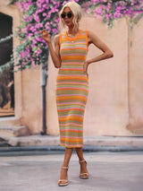 Striped Round Neck Sleeveless Midi Cover Up Dress king-general-store-5710.myshopify.com