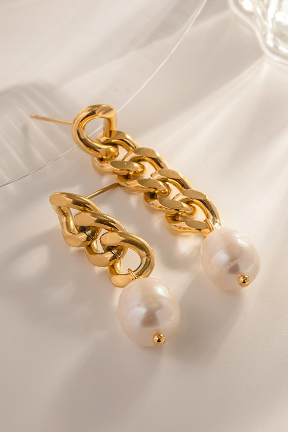 Stainless Steel Pearl Asymmetrical Earrings king-general-store-5710.myshopify.com