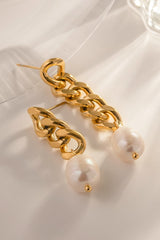 Stainless Steel Pearl Asymmetrical Earrings king-general-store-5710.myshopify.com