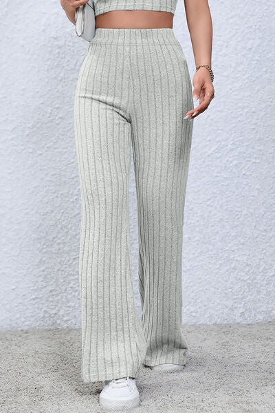 Basic Bae Full Size Ribbed High Waist Flare Pants king-general-store-5710.myshopify.com