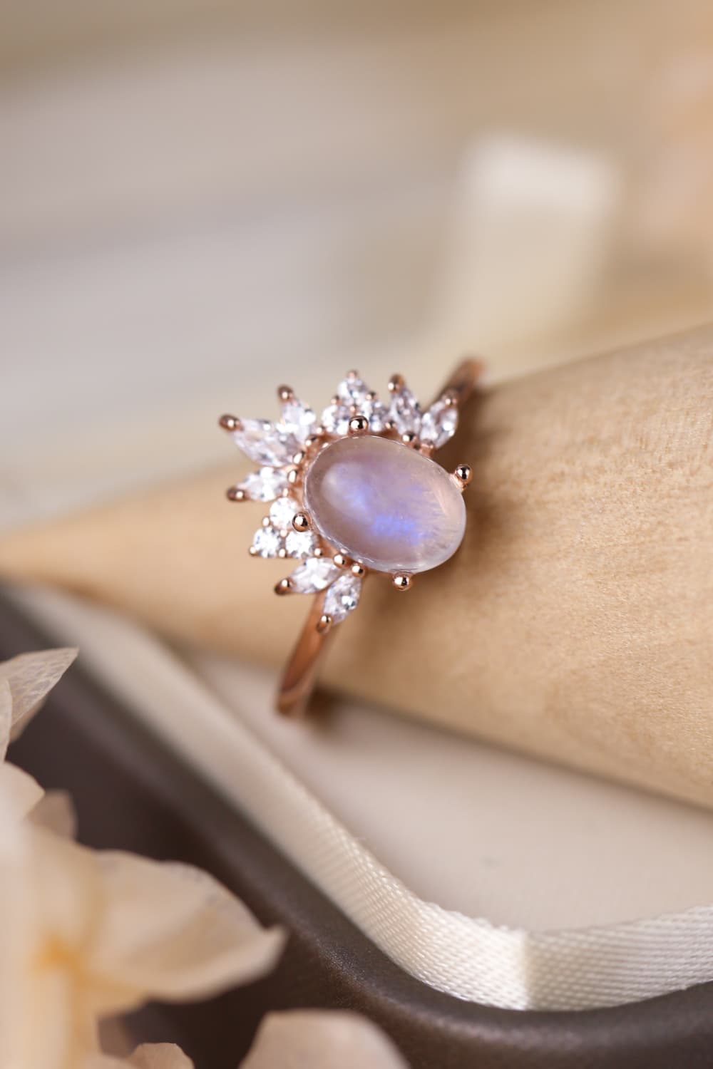 High Quality Natural Moonstone 18K Rose Gold-Plated 925 Sterling Silver Ring king-general-store-5710.myshopify.com