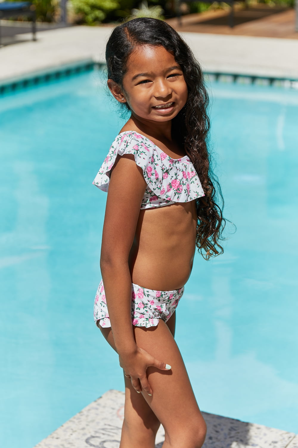 Marina West Swim Float On Ruffle Two-Piece Swim Set in Roses Off-White king-general-store-5710.myshopify.com