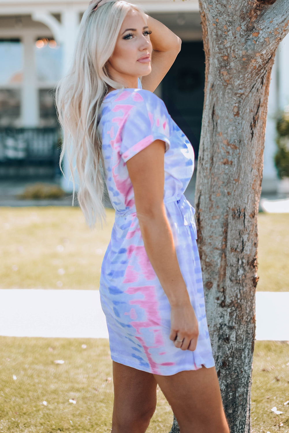 Women Tie-Dye Belted T-Shirt Dress king-general-store-5710.myshopify.com