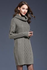 Woven Right Full Size Mixed Knit Cowl Neck Dropped Shoulder Sweater Dress king-general-store-5710.myshopify.com